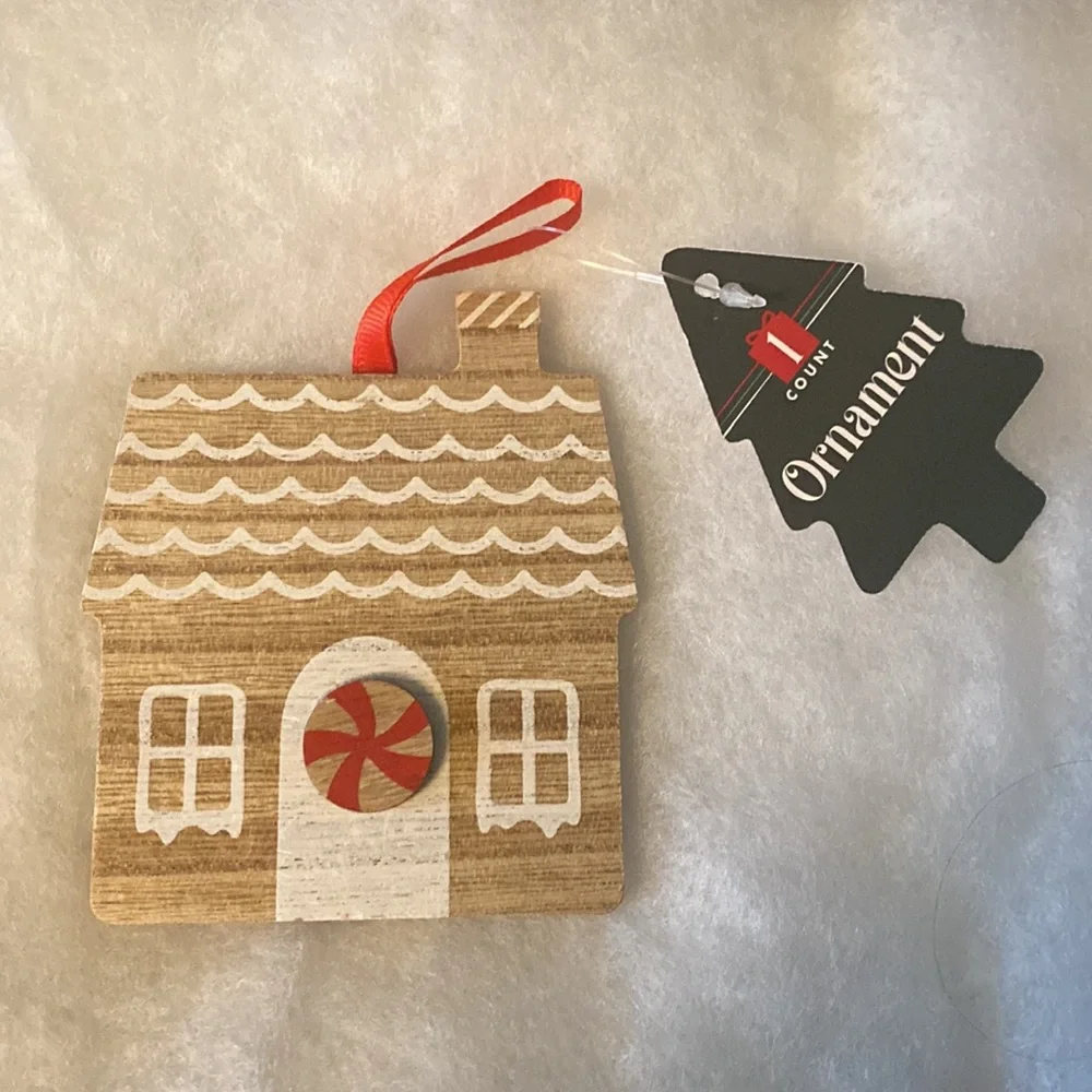 🎄Target Bullseye Christmas Wooden Ornament Candy Cane Gingerbread Set 2023
